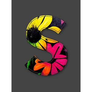 Letter S Floral Wall Decorative Graffiti Alphabet Initial Huge Art Poster Print - Bild 1 von 5