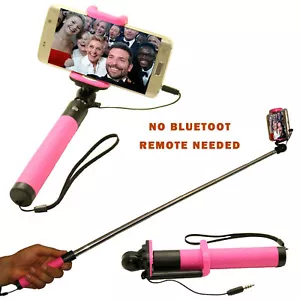 New Easy Wired Selfie Stick Monopod Telescopic For Samsung Galaxy S6 S5 Pink - Picture 1 of 3
