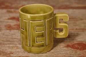Mid Century Modern Ceramic HERS Coffee Cup Made in Japan Green - Picture 1 of 8