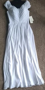 Mingda Wedding Dress Gown White Chiffon Measure Sz 4/6 Satin Lined Pleated New - Picture 1 of 17
