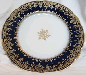 Haviland Limoges Cobalt Blue & Gold 9.5" Dinner Plate - BEAUTY - Picture 1 of 5