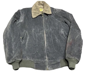 Vintage Sherpa gefütterte Trucker Jacke L Motorrad Bomber Mantel distressed blau - Bild 1 von 5