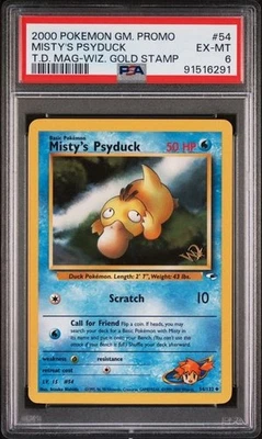 2000 MISTY'S PSYDUCK #54 POKEMON GAME PROMO TOP DECK MAGAZINE W STAMP PSA 6 - Image 1 of 2