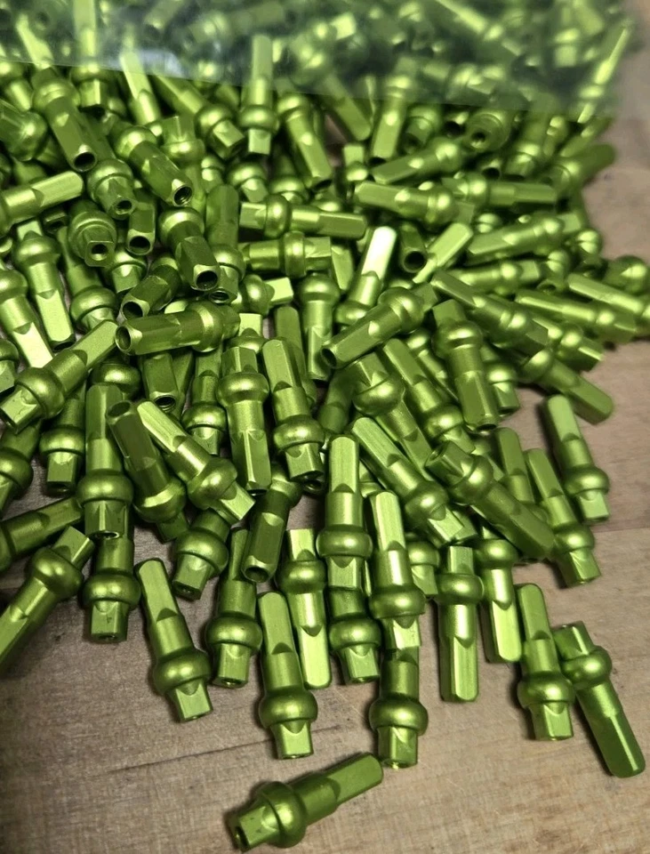 16mm DSN SOUR APPLE GREEN Alloy Double Square spoke nipple 14g (2.0mm) Custom I9 - Image 1 of 1