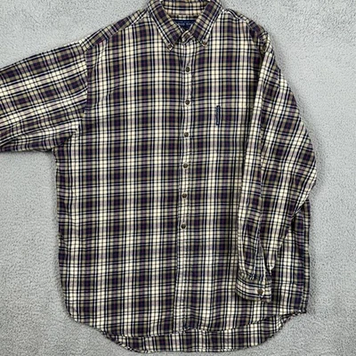 Camisa Abercrombie Fitch The Big Abotonada Para Hombre Grande Marrón Blanco Tartán Cuadros Foto 1 de 4