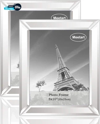 Silver Mirror Photo Frame 8X10 Inch 2 Piece per Set for Wall Hang or Tabletop - Image 1 of 4