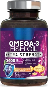 Omega 3 Fischöl 2400 mg - Triple Strength Omega3, EPA & DHA Fettsäuren Supplement - Bild 1 von 7