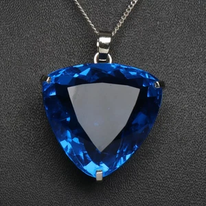 Colgante de topacio azul de 81,50 quilates de plata de ley colgante de piedras preciosas joyería - Imagen 1 de 5
