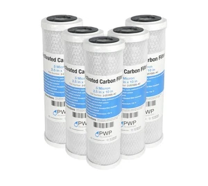 Activated Carbon CTO Water Filter Cartridge Standard 2.5 x10" 5 Micron 5 pack - Picture 1 of 5
