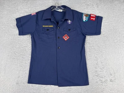Boy Scouts of America Shirt Youth Medium Blue Short Sleeve Button Utah Trapper - Image 1 of 4