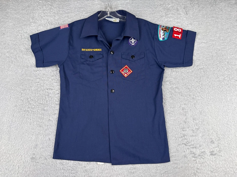 Boy Scouts of America Shirt Youth Medium Blue Short Sleeve Button Utah Trapper - Image 1 of 4