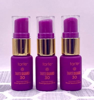 Lote de 3 lociones protectoras solares TARTE Tarteguard 30 .23 oz tamaño de viaje nuevas y sin usar Foto 1 de 3