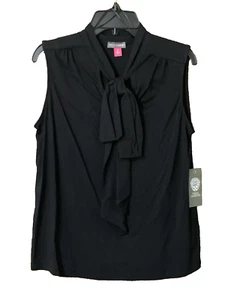 Vince Camuto Womens New $59 Pullover V-neck Shirt Blouse Top Medium M 8 10 Black - Picture 1 of 19