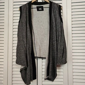 DKNY Jeans Open Waterfall Vest Heathered Gray Women's Size Large - Picture 1 of 6