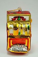 Las Vegas Gambling Souvenir Glass Christmas Tree Ornament Slot Machine 5" 