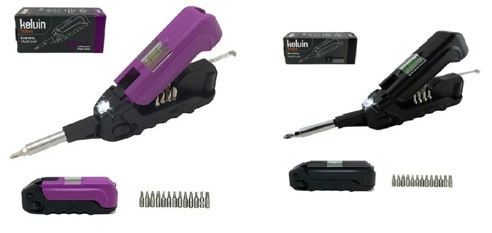 2x Kelvin Tools 17 in 1 Multi Tool Set Screwdriver Tape Measure Flashlight Level - Image 1 of 4