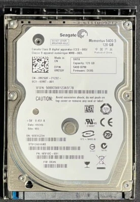 Dell/Seagate 120GB 5400RPM Internal laptop Drive / ST9120310AS / M253F / YG087 - Image 1 of 4