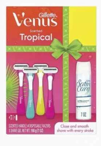 Gillette Venus Scented Tropical Value Pack - 4 Handle Razors & Shave Gel - Picture 1 of 6