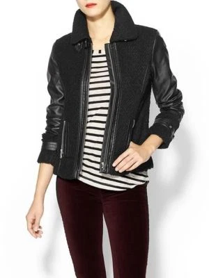 NWT Tinley Road vegan Faux Leather Aviator Jacket SIZE L     (E430) — 第 1/3 张图片