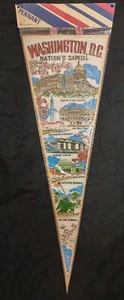 Vtg 70s Washington D.C. Souvenir Travel Pennant White House Kennedy Ctr. NEW A1 - Picture 1 of 9