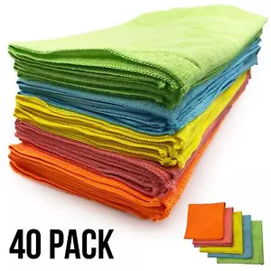 Microfibre Cloths 40x40 Cleaning Drying 40 Pcs Kitchen Window Car Cleaning Large - Picture 1 of 12