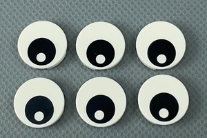 LEGO White Rotonde 2x2 Piastrelle con Occhio Nero e Occhi Mattoni Pupilla Bianchi (x6) - Foto 1 di 6