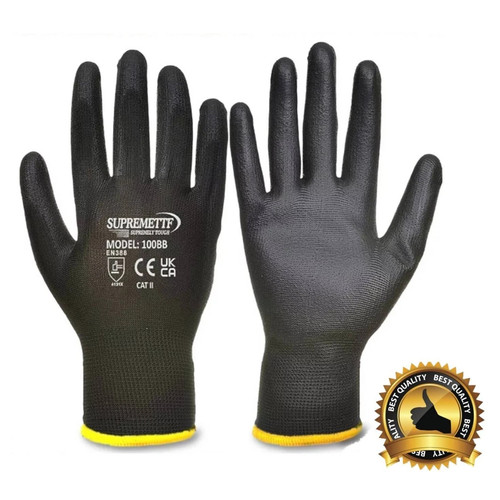 SUPREME 24 PAIA GUANTI DA LAVORO DI SICUREZZA RIVESTITI IN PU GUANTO IMPUGNATURA GIARDINO UOMO COSTRUTTORI GIARDINAGGIO