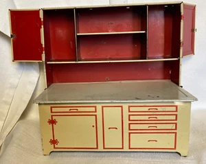 Vintage Wolverine 1950s Tin Litho Toy Kitchen Hutch & Base-Nice condition - Picture 1 of 8