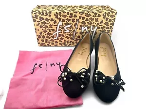 New FS/NY Helio BLACK Suede Leather Round Toe Ballet Flats Shoes W/box Size 7 - Picture 1 of 8