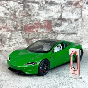 1:24 Tesla Roadster Alloy Toy Car Sound Light Children Toy Collectible Birthday - Picture 1 of 20