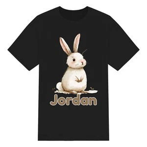 Linda Camiseta Personalizada Acuarela Conejo Niños Para Niños y Niñas Unisex Personalizada - Imagen 1 de 10