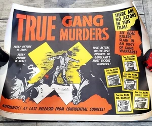 TRUE GANG MURDERS! '60 CULT CLASSIC EXPLOITATION ORIGINAL 1/2-SHT FILM POSTER! - Picture 1 of 5
