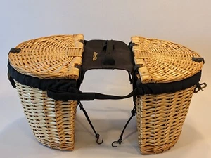 ELECTRA WICKER RATTAN BIKE BASKETS PANNIERS PICKNIC BASKET WITH BLACK LINER - Picture 1 of 14
