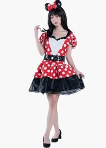 NEW Women's Disney Minnie Mouse Costume Halloween Mini Dress Sparkle Sequins - Picture 1 of 21