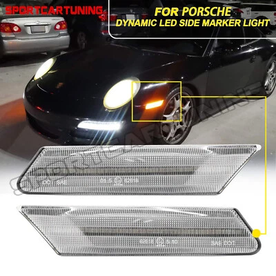 2x Sequential LED Side Marker Lights For Porsche 911 997 Cayman 987C Boxster 987 Foto 1 de 4
