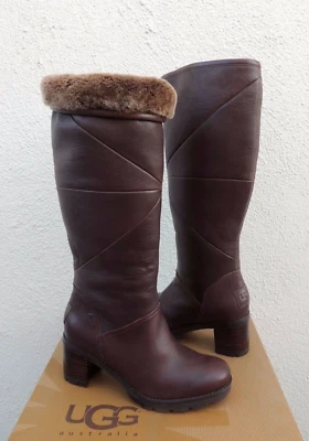 UGG AVERY 棕色防水皮革羊皮靴,美国 6.5/ EUR 37.5 ~ 全新带盒 — 第 1/4 张图片