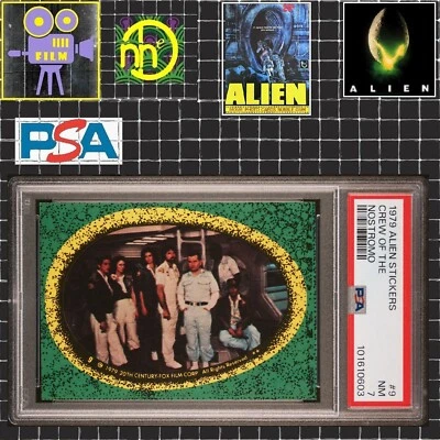1979 Topps Alien Sticker - 9 Crew of the Nostromo - PSA 7 NM - Image 1 of 4
