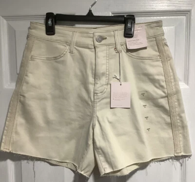 Pantalones cortos vaqueros LC Lauren Conrad nuevos con etiquetas marfil talla 6 tiro súper alto Foto 1 de 4