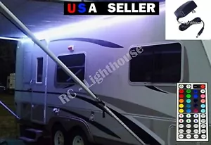 Premium RV LED Awning Light Set w/ IR Remote control 44 key RGB 32.8' ft 5050 - Picture 1 of 12