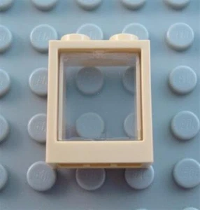 LEGO Tan 1x2x2 Flat Front Window with Clear Glass - Picture 1 of 1