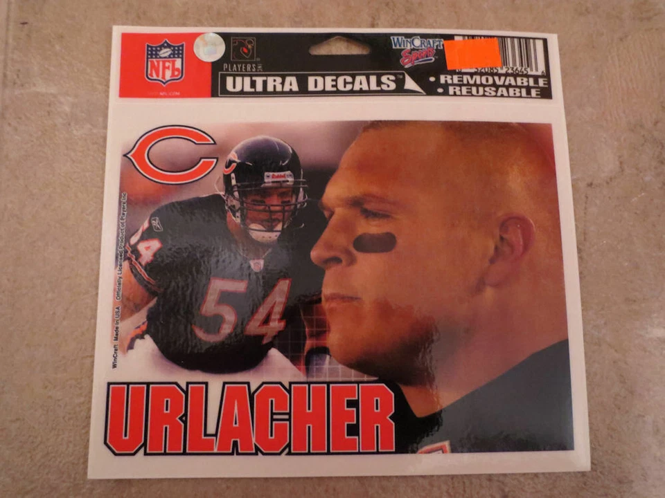 Calcomanía NFL Chicago Bears #54 Brian Urlacher, extraíble, reutilizable, 2 calcomanías (122) Foto 1 de 1