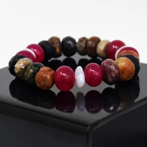 299 Cts Natural Ruby & Tourmaline Beads Stretchable Womens Bracelet JK-30E341 - Picture 1 of 3