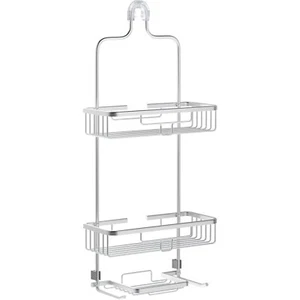 Hanging Shower Caddy with 2 Shelves, Soap Tray, Razor Holders and Hooks - Picture 1 of 6