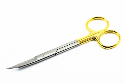 Goldman Fox Scissors Curved TC tip 13 cm Dental surgical Micro shears gold  - Image 1 of 4