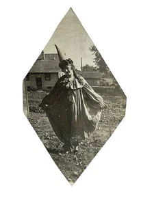 Antique Photo Woman in Clown Dress Halloween Costume - Picture 1 of 5