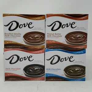 Paquete de 4 cajas de mezcla de pudín Dove chocolate oscuro leche maní mantequilla bourbon - Imagen 1 de 10