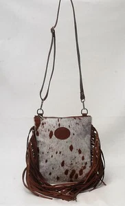 Bolso De Mano Cruzado De Cuero De Vaca 100% Real Con Flecos SB5071 - Imagen 1 de 4