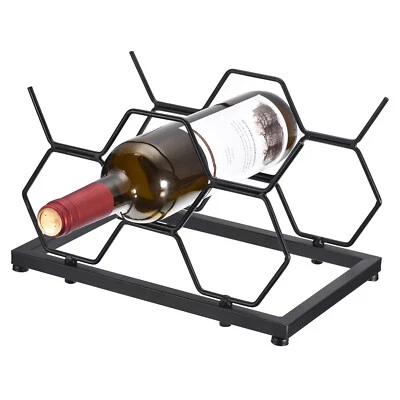 Countertop Wine Rack Wine Bottle Holder for Table Wine Cellar Hexagon Black - Image 1 of 4