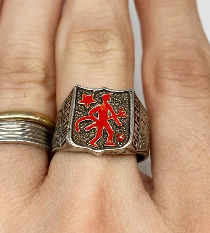 RARE Vtg 80s Sterling AMERICA DE CALI CAMPEON Colombia Soccer MEN’S CREST RING Cover
