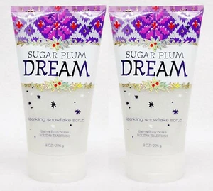 2 Bath Body Works SUGAR PLUM DREAM Sparkling Snowflake Scrub Exfoliate 8 oz - Picture 1 of 1